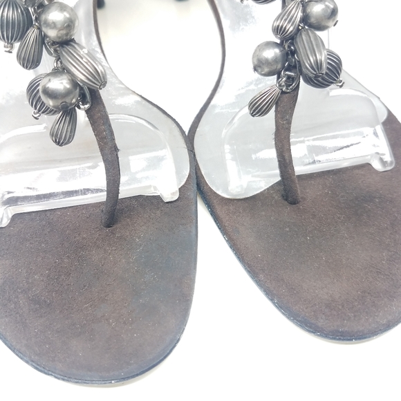 Dolce & Gabbana Brown Suede Embellished Sandals - Picture 5 of 12